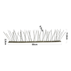 SPIEDINI ANTI-PICCIONE 10X 50CM STAINLESS BASE, SPIKES:6-4-6-4, W:8.5, H:11.8CM