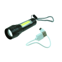 TASCHENLAMPE LED COB 1W + CREE 2W 400mAh Li-ion USB