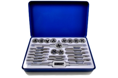 JUEGO MACHOS Y COJINETES ACERO ALEADO MALETIN MET. 24X ALLOY STEEL METAL CASE PROFI