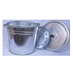 POT ZINC PLATED 25L- COVER - DUAL BOTTOM