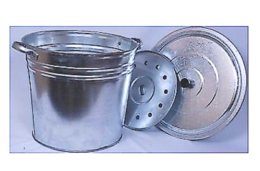 POT ZINC PLATED 25L- COVER - DUAL BOTTOM